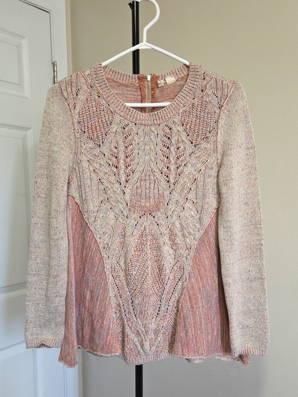 Moth Cotton Blend Women's Pink Cable Knit Sweater